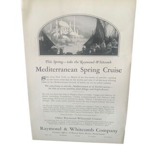 Vintage 1927 Raymond & Whitcomb Mediterranean Cruise Ad Advertisement